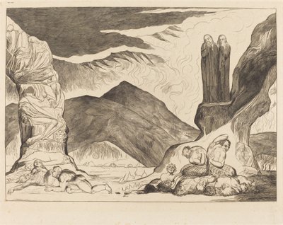 The Circle of the Falsifiers: ダンテとウェルギリウス 作： William Blake