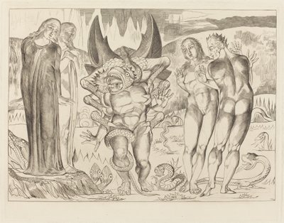 泥棒の輪; アニョーロ・ブルネレスキ 6 足の蛇に襲われる 作： William Blake