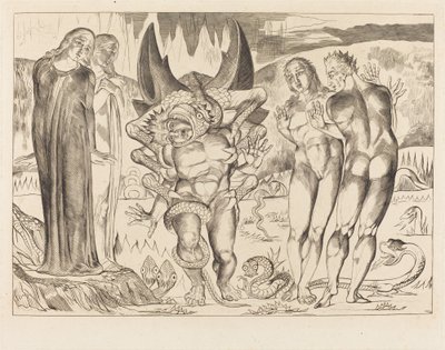 泥棒の輪; アニョーロ・ブルネレスキ 6 足の蛇に襲われる 作： William Blake