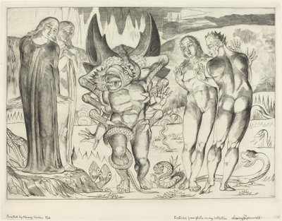 泥棒の輪; アニョーロ・ブルネレスキ 6 足の蛇に襲われる 作： William Blake