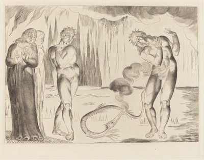 泥棒の輪; 蛇に襲われるブオソ・ドナーティ 作： William Blake
