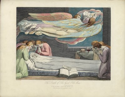 古き良き男の死、ロバートブレアの「The Grave」のイラスト、Louis Schiavonettiの彫刻 作： William Blake