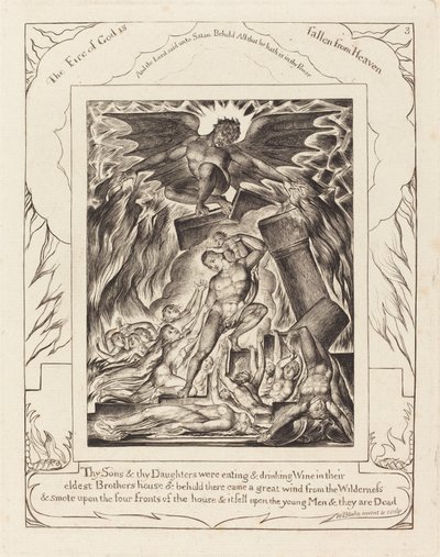 ヨブの息子たちの滅亡 作： William Blake