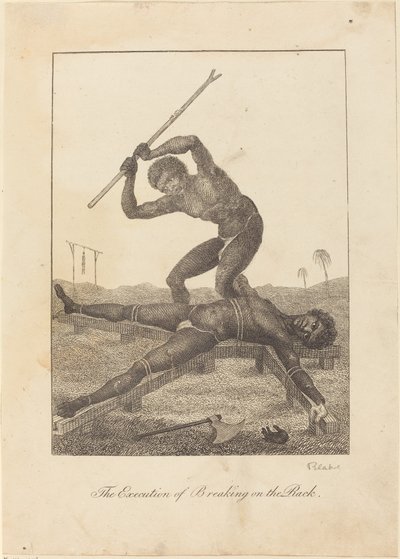 1793年に行われた「ラック上での破壊行為」の実行。 作： William Blake