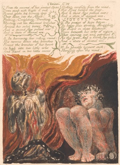 ウリゼンの最初の本、プレート10、7。彼の関節のある背骨の洞窟から。 。 。 。 （ベントレー11） 作： William Blake