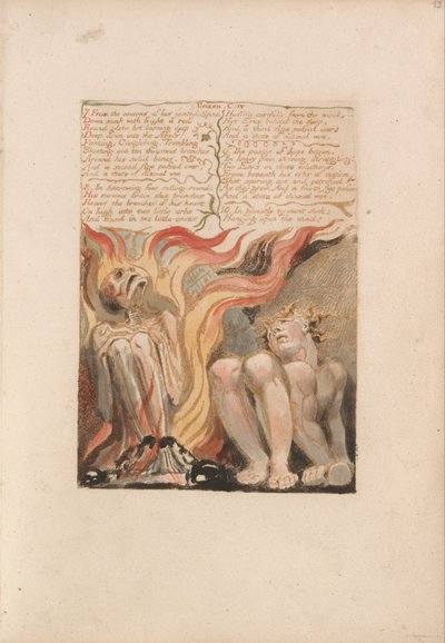 ウリゼンの最初の本、プレート14、7。彼の関節のある背骨の洞窟から....（ベントレー11） 作： William Blake