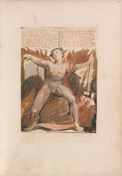 ウリゼンの最初の本、プレート17、8。生命の地球の血が震えた....（ベントレー18） 作： William Blake