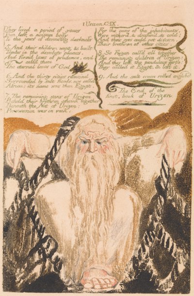 ウリゼンの最初の本、プレート25、彼らは何年も生きました。 。 。 。 （ベントレー28） 作： William Blake