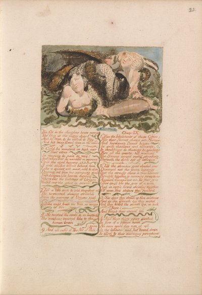 ウリゼンの最初の本、プレート26、虐殺家の牛のうめき声....（ベントレー25） 作： William Blake