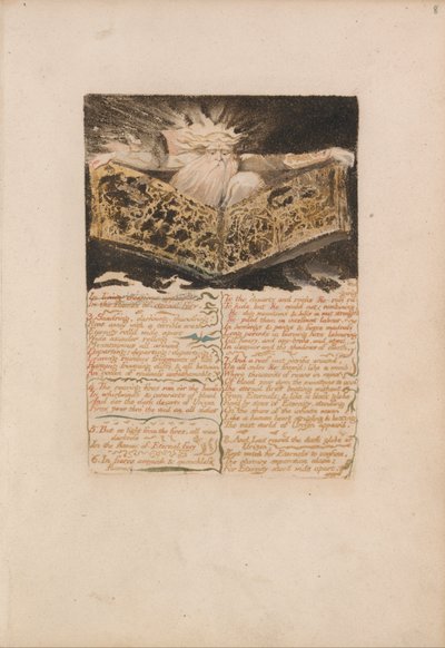 ウリゼンの最初の本、プレート8、生きている創造物が登場する....（ベントレー5） 作： William Blake