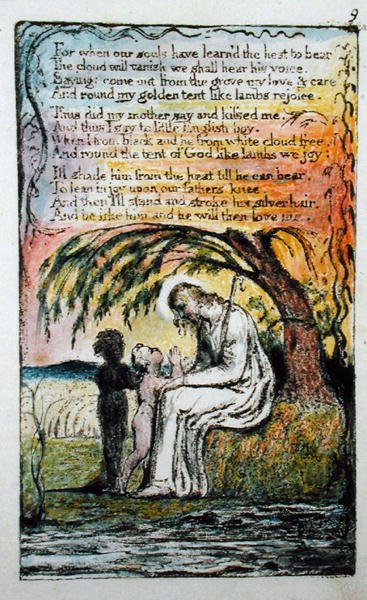 「SongsofInnocence and ofExperience」（BentleyCopy L）1789-94の「TheLittle BlackBoy」プレート9（Bentley 10）（ペンと水彩でエッチングを上げた） 作： William Blake