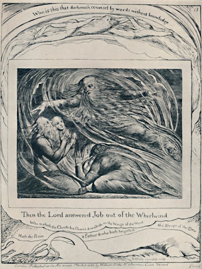 主は旋風からの仕事に答える。ジョブから、c1780-1820、1923 作： William Blake