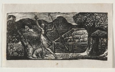 ウェルギリウスの牧歌、エクローグ I: 羊飼いはオオカミを追い払う 作： William Blake