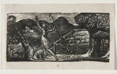 ヴァージルの牧歌、エクローグI：羊飼いがオオカミを追い払う、1821年。 作： William Blake