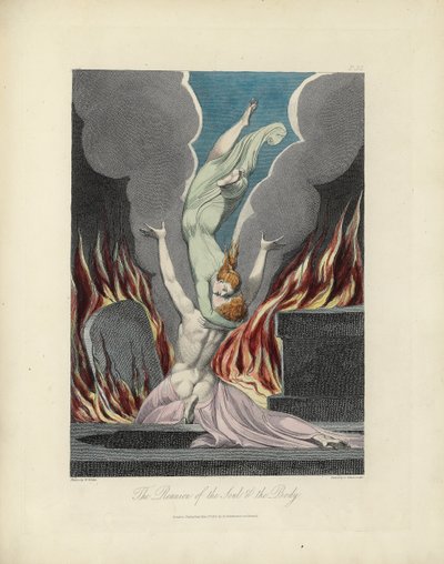 魂と身体の再会、ロバートブレアの「The Grave」のイラスト、Louis Schiavonettiの彫刻 作： William Blake