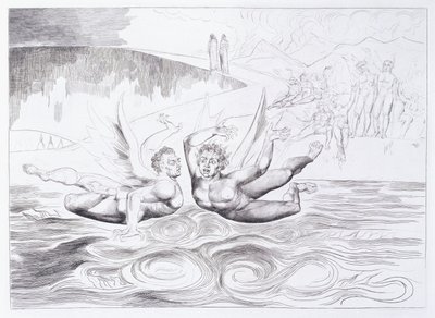 6足の蛇がアグノロブルネレスキを攻撃、1824年から1827年 作： William Blake