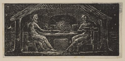 ThenotとColinetは、1821年のVirgilのThorntons Pastoralsから夕食を食べます。 作： William Blake
