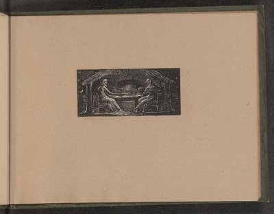 晩餐をするThenotとColinet（1821年 作： William Blake