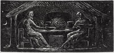 Thenot and Colinet sup togther、Dr。Thorntonの「The Pastorals of Virgil」のイラスト 作： William Blake