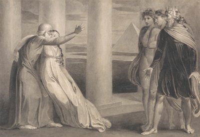 瀕死のミラタナを支え、息子たちを呪うティリエル 作： William Blake