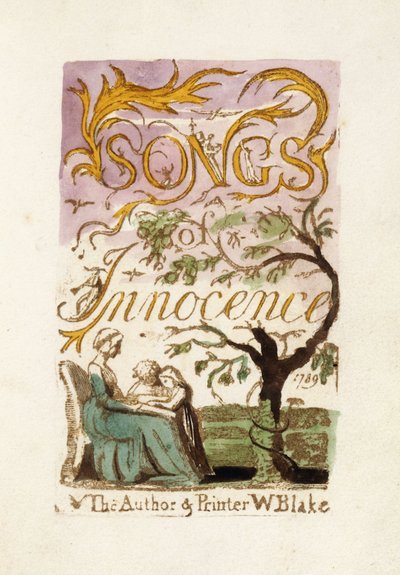 タイトルページ、「イノセンスの歌」、1789年 作： William Blake