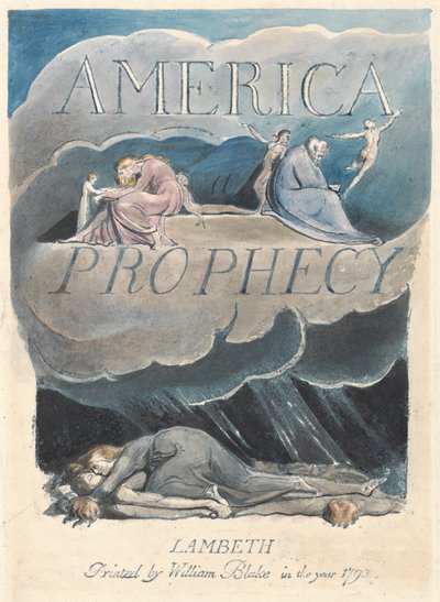 「アメリカ：予言」のタイトルページ 作： William Blake