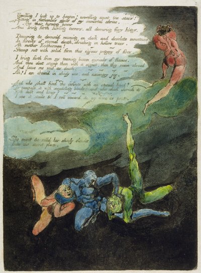 「見上げたくない...」、「ヨーロッパ」のプレート4。予言」 作： William Blake