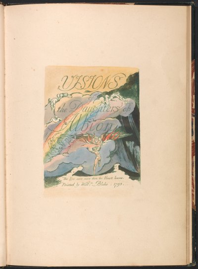 アルビオンの娘たちのビジョン、プレート2、タイトルページ 作： William Blake