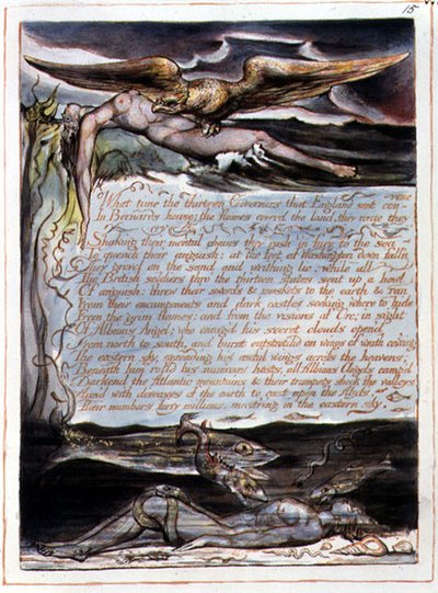 "What Time the Thirteen Governors" 「アメリカ、ある予言」よりプレート13 作： William Blake