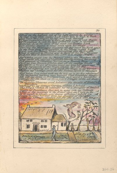 「最も高い所にあるとき...」、「2冊の本の詩、ミルトン」のプレート36、1804-08年 作： William Blake