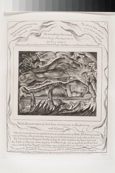 Com Sonhos Sobre Minha Cama Tu Me Assustas (gravura em papel da Índia chine collé) 作： William Blake