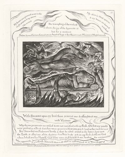 私のベッドの上の夢で、あなたは私を怖がらせ、ビジョンで私を怖がらせます。 作： William Blake