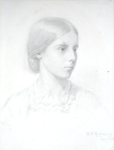 若い女性の肖像」（紙に鉛筆） 作： William Blake Richmond