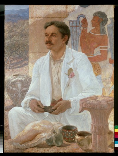 クノッソス宮殿の廃墟に佇むアーサー・エヴァンス卿 作： William Blake Richmond