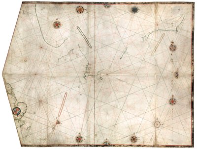 ウィリアム・ボローが作成した北海とバルト海の海域を示す海図、イングランド東海岸からスウェーデン湾の突端まで、1580年頃（ベラム紙） 作： William Borough