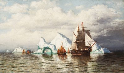 氷山の中で、ラブラドールの海岸、 作： William Bradford