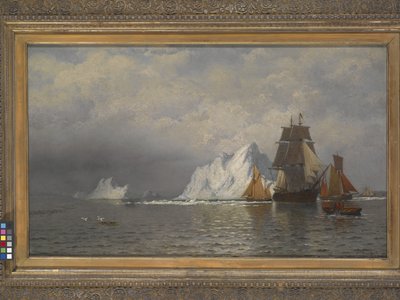 ラブラドールの海岸近くの捕鯨船と漁船（キャンバスに油彩） 作： William Bradford