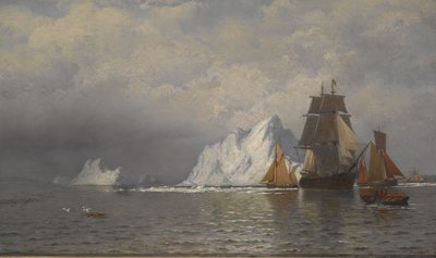 ラブラドールの海岸近くの捕鯨船と漁船、1880年頃（キャンバスに油彩） 作： William Bradford