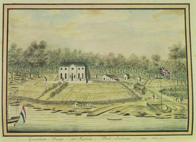 シドニー知事の家、ポートジャクソン、1791年 作： William Bradley