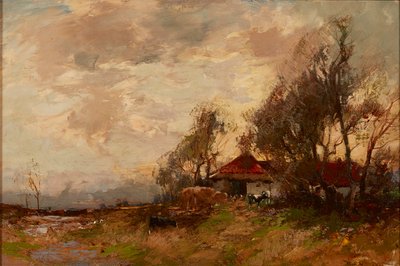 A Farm Steading (キャンバスに油彩) 作： William Bradley Lamond