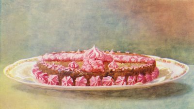 ラズベリークリームのコーヒーケーキ（カラーリトグラフ） 作： William Bradshaw Handforth