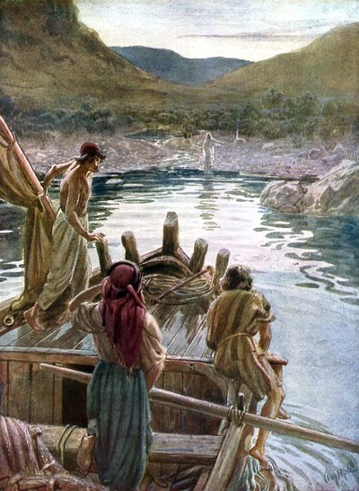 イエスはガリラヤの海で弟子たちに現れます-聖書 作： William Brassey Hole