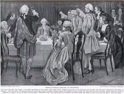 ホリールードのチャールズエドワード王子、「ハッチンソンのイギリス国民の物語」、1923年頃のイラスト 作： William Brassey Hole