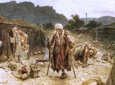 シリア人のキャンプを略奪した4人の癩患者 作： William Brassey Hole