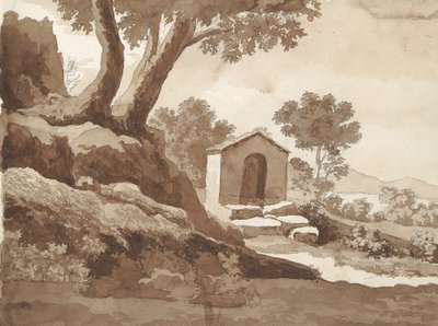 Verso: 田舎の環境での建物 作： William Brockedon