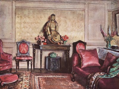 室内装飾：ピンクをうまく使った家具（カラーリトグラフ） 作： William Bruce Ellis Ranken