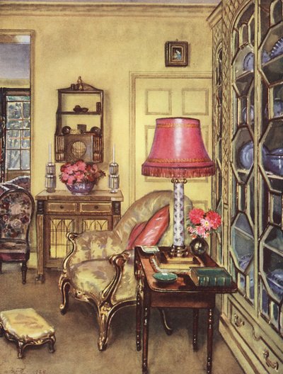 室内装飾：小さな黄色い応接間（カラーリトグラフ） 作： William Bruce Ellis Ranken