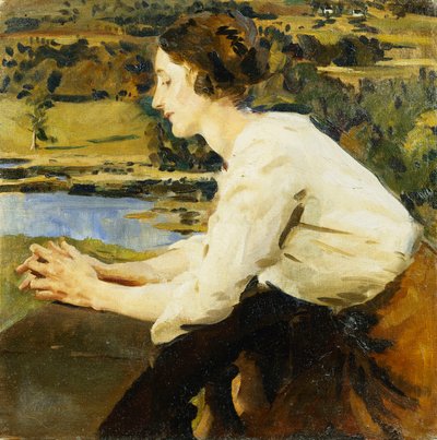 バルコニーの若い女性 作： William Bruce Ellis Ranken