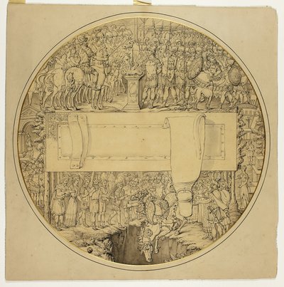 ローマの戦いの場面が描かれた儀式用盾 作： William Burgess