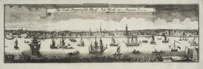 1761年、北米のニューヨーク市の南側の展望 作： William Burgis